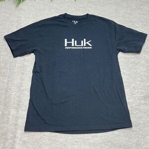 Huk Performance Fishing T-Shirt Mens Small Black Short Sleeve Cotton Graphic LN